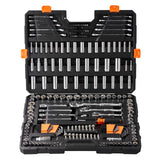 VEVOR 205-piece mechanics tool set open case, front view of socket rows