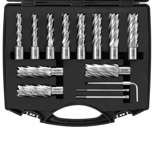 Vevor 13-piece annular cutter set, 2-inch cutting depth, Weldon shank HSS
