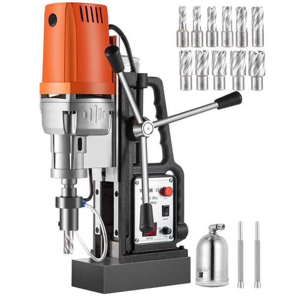 Vevor 1550W magnetic drill press with annular cutter installed