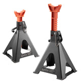 VEVOR 6-ton jack stands pair, lowered and extended, angled view