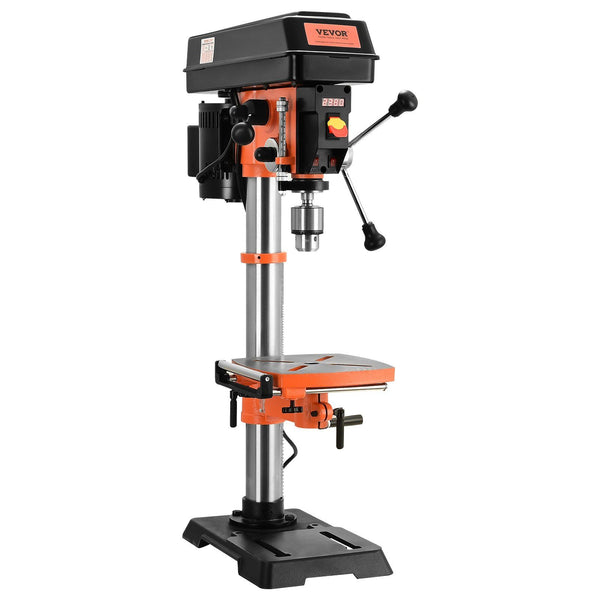 Vevor 12-inch benchtop drill press with cast iron base and tilting table