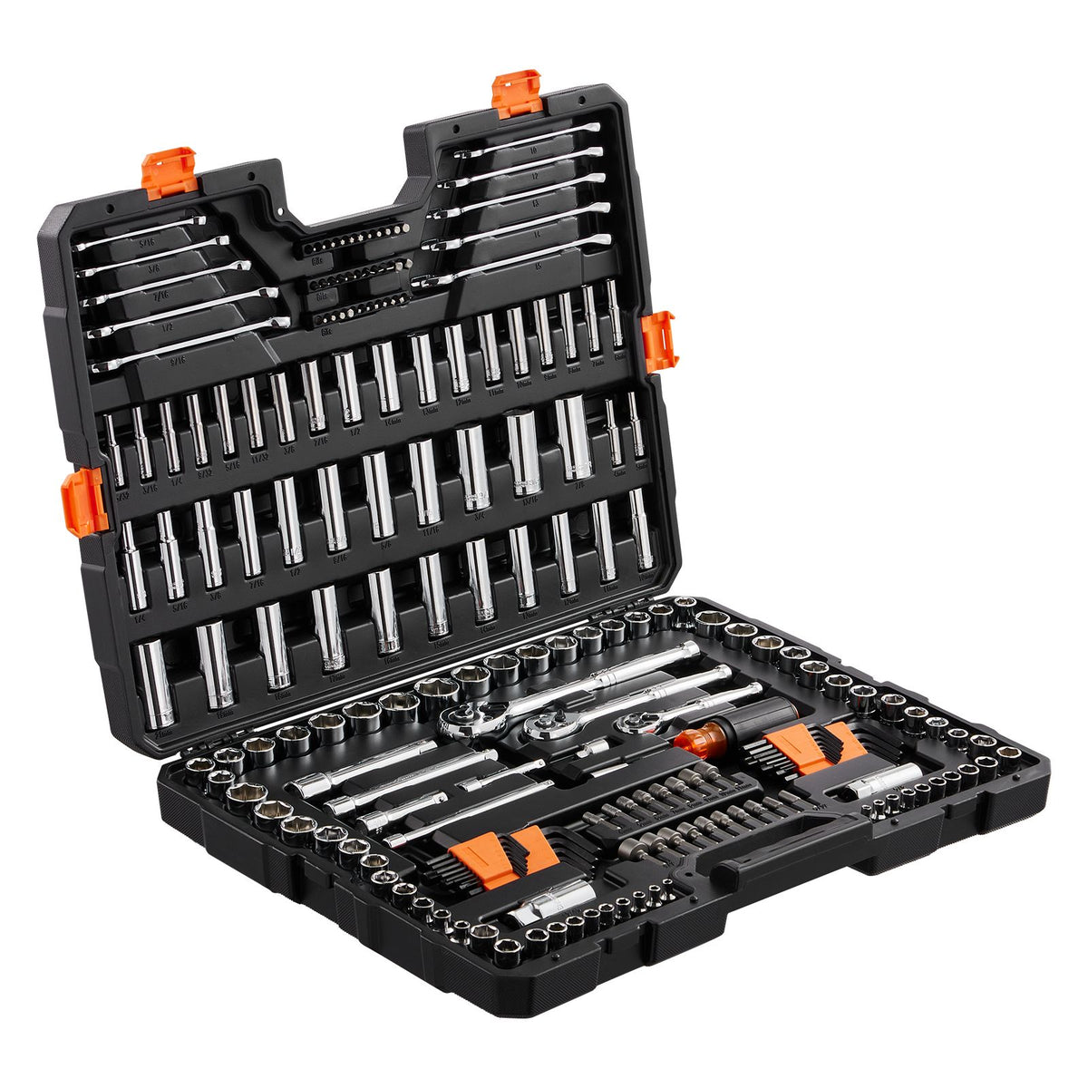 VEVOR 205-piece mechanics tool set open case, angled view