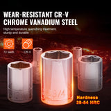 VEVOR 205-piece set Cr-V 6-point sockets with SAE and metric size markings